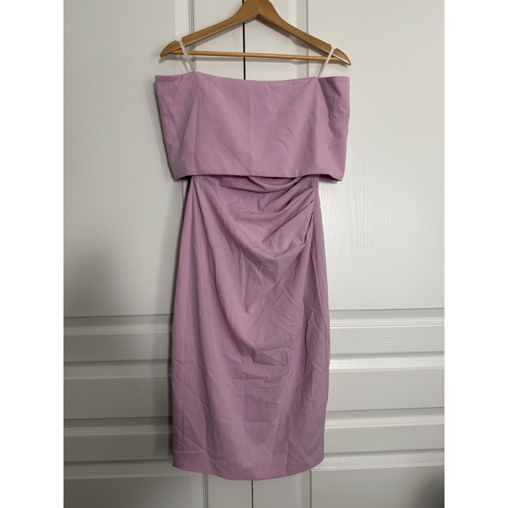 Vince‎ Camuto 2 Lilac Off Shoulder Foldover Sheath Midi Dress